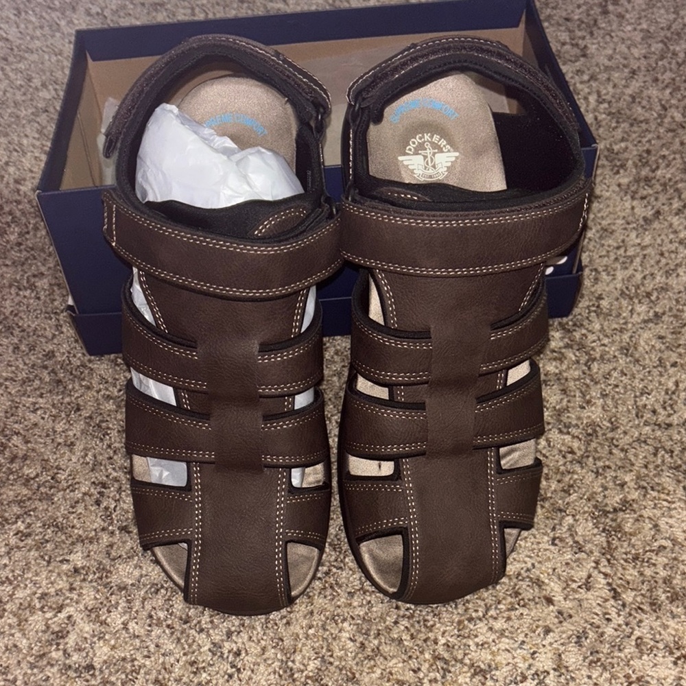 Rockport BYRD Brown Sandals with Adjustable Straps and Sturdy Sole
